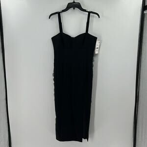 French Connection Crepe Lace Inset Midi Dress - Blackout - 6 - New with tags